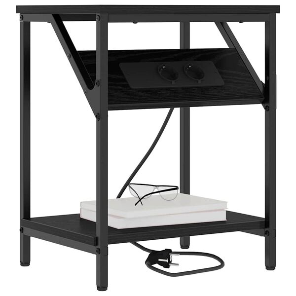 vidaXL Arm&aacute;rio de Cabeceira Carvalho Preto 38 x 30 x 48 cm