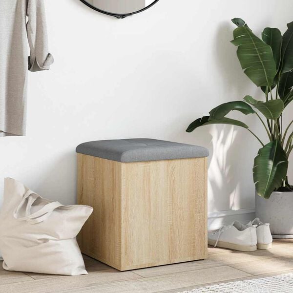 vidaXL Banco de arruma&ccedil;&atilde;o Carvalho Sonoma 42x42x45 cm Madeira engenheirada