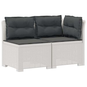 vidaXL Sof&aacute; de Jardim 2 Lugares com Almofadas Look Rattan PP Branco