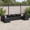 vidaXL 7 pcs conjunto lounge de jardim c/ almofad&otilde;es vime PE preto