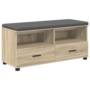 vidaXL Banco de Hall com almofada Carvalho Sonoma 100 x 38 x 46 cm