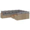 vidaXL 11 pcs conjunto sof&aacute;s de jardim c/ almofad&otilde;es vime PE bege