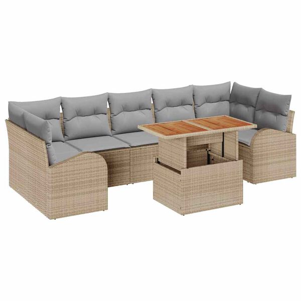 vidaXL Conjunto de Sofá de Jardim 8 pcs Bege Rattan Sintético