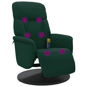 vidaXL Cadeir&atilde;o massagens reclin&aacute;vel c/ apoio p&eacute;s veludo verde-escuro