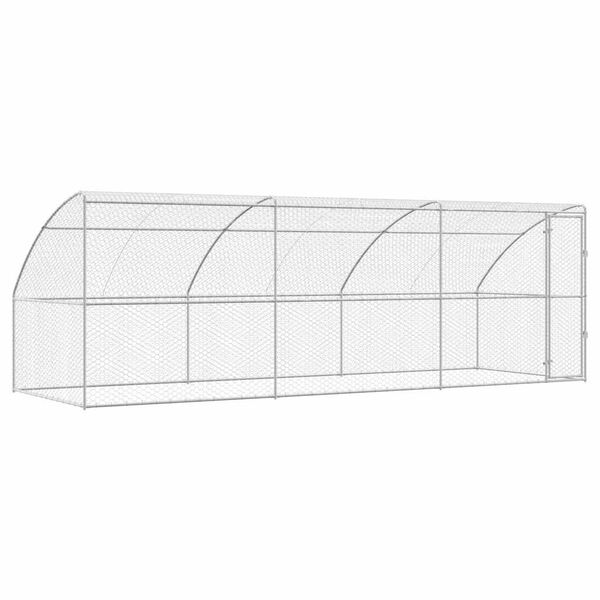 vidaXL Canil de Cachorro 3 pcs Prateado 6 x 2 x 2 m A&ccedil;o galvanizado