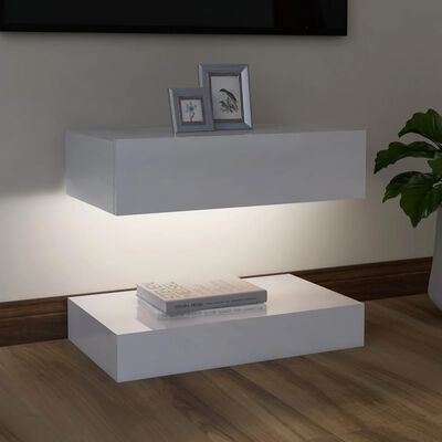 vidaXL Móvel de TV com luzes LED 60x35 cm branco brilhante