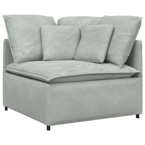 vidaXL M&oacute;dulo de canto para sof&aacute; modular com almofadas, cinza claro, 100 cm