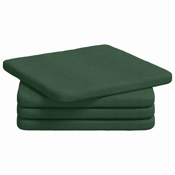 vidaXL Almofadas de Assento 4 pcs Verde Escuro 40 x 40 x 3 cm