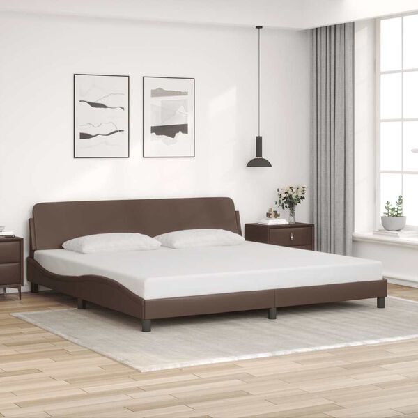 vidaXL Estrutura de cama Dover 200x200cm couro artificial castanho