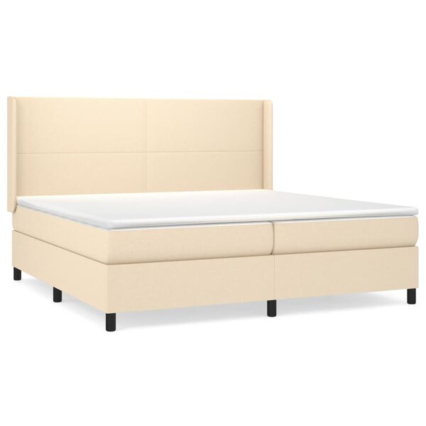 vidaXL Cama com molas/colch&atilde;o 200x200 cm tecido cor creme