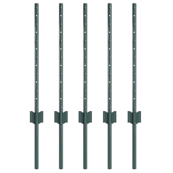 vidaXL Poste de Cerca 5 pcs Verde 100 cm A&ccedil;o
