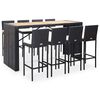 vidaXL 9 pcs conjunto de bar jardim vime PE e madeira ac&aacute;cia preto