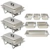 vidaXL Conjunto de rechauds 3 pcs a&ccedil;o inoxid&aacute;vel
