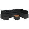vidaXL Conjunto de Sof&aacute; de Jardim com almofada 9 pcs Preto vime PE