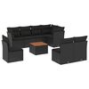 vidaXL 9 pcs conjunto de sof&aacute;s p/ jardim c/ almofad&otilde;es vime PE preto
