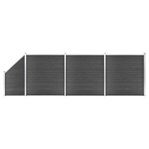vidaXL Conjunto de painel de veda&ccedil;&atilde;o WPC 619x(105-186) cm preto