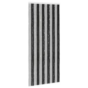 vidaXL Cortina de Insetos Chenille Cinza e Preto 100 x 230 cm 100% PP
