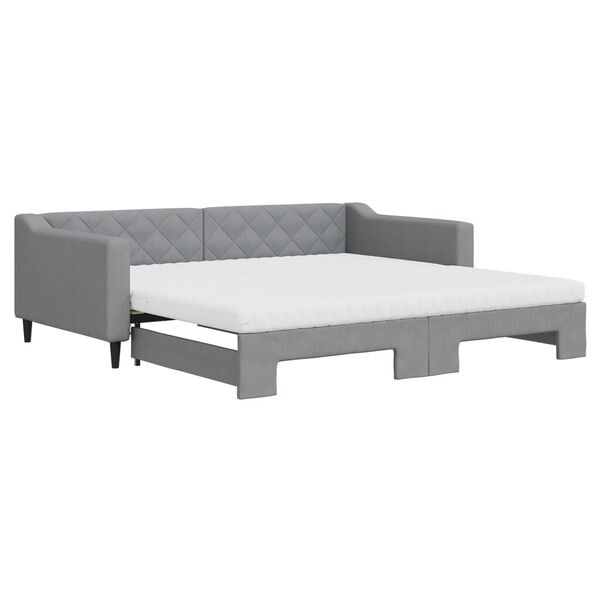 vidaXL Sof&aacute;-cama c/ gavet&atilde;o e colch&otilde;es 100x200cm tecido cinzento-claro