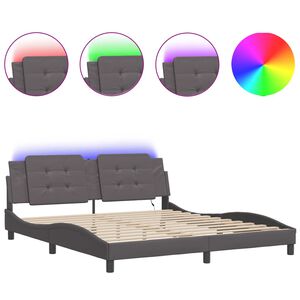 vidaXL Estrutura de cama com LED sem colch&atilde;o Zadar 180x200cm cinza