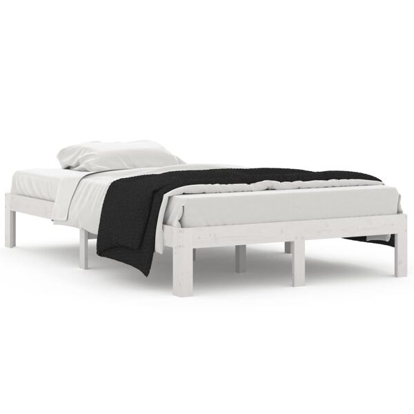 vidaXL Estrutura de cama 120x200 cm pinho maci&ccedil;o branco