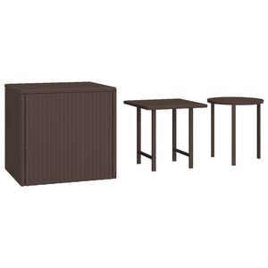 vidaXL Mesas de apoio 3 pcs vime PE castanho