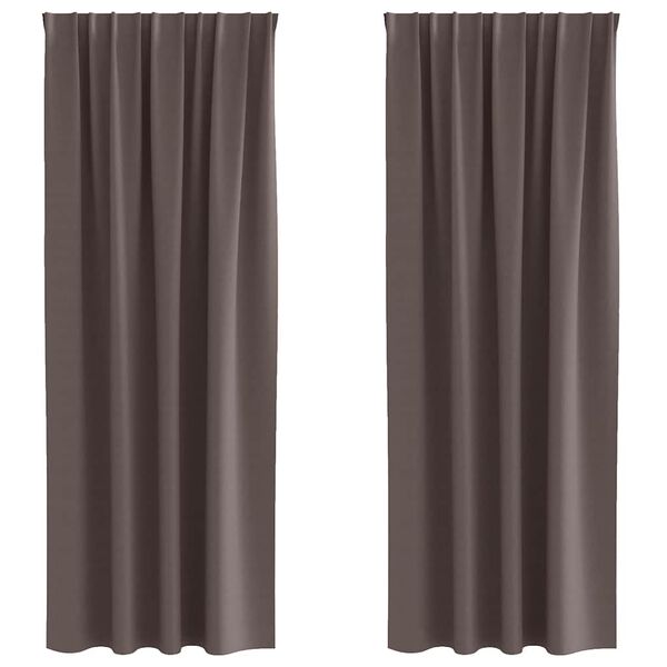 vidaXL Cortinas Blackout com Argolas 2 pcs Marrom Escuro 260 x 140 cm