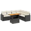 vidaXL 7 pcs conjunto de sof&aacute;s p/ jardim c/ almofad&otilde;es vime PE preto