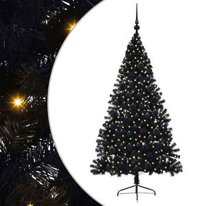 vidaXL &Aacute;rvore de Natal Artificial Pr&eacute;-iluminada Preto 180 cm PVC