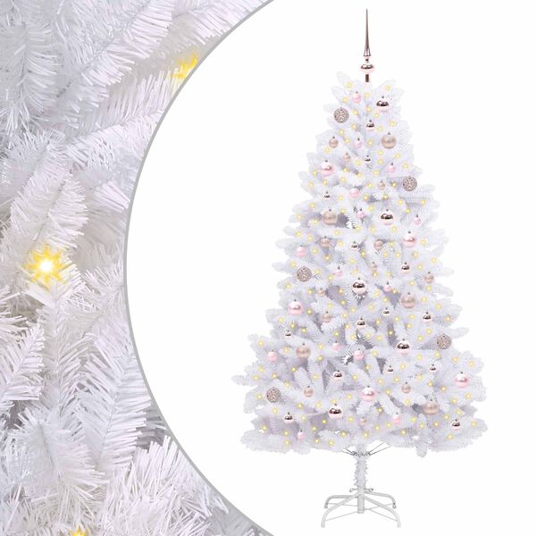 vidaXL &Aacute;rvore de Natal Articulada Artificial Branco 180 cm PVC e A&ccedil;o