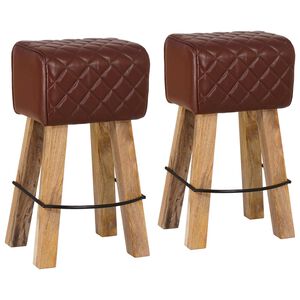 vidaXL Banco de bar 2 unid. Castanho diamante 44 x 33 x 74 cm