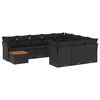vidaXL 11 pcs conjunto sof&aacute;s de jardim c/ almofad&otilde;es vime PE preto