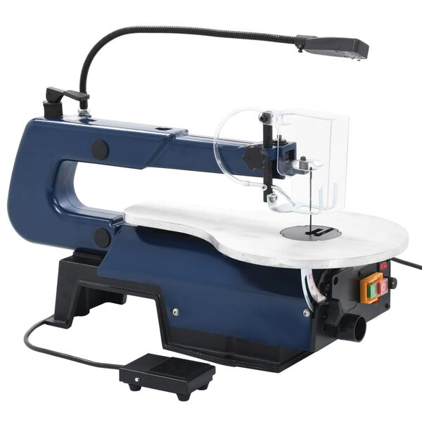 vidaXL Serra tico tico elétrica com pedal e luz LED 125 W