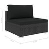 vidaXL 4 pcs conjunto lounge de jardim c/ almofad&otilde;es vime PE preto