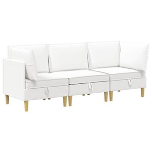 vidaXL Conjunto de sof&aacute; modular com armazenamento 3 unid. Branco