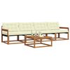 vidaXL Conjunto de Sof&aacute;s para Exterior 5 pcs Natural e Creme