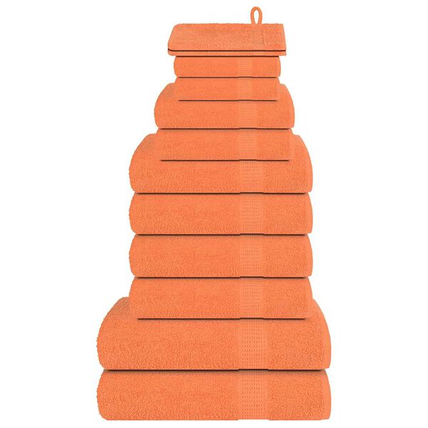vidaXL 12pcs Conjunto toalhas banho 360 gsm 100% algod&atilde;o laranja