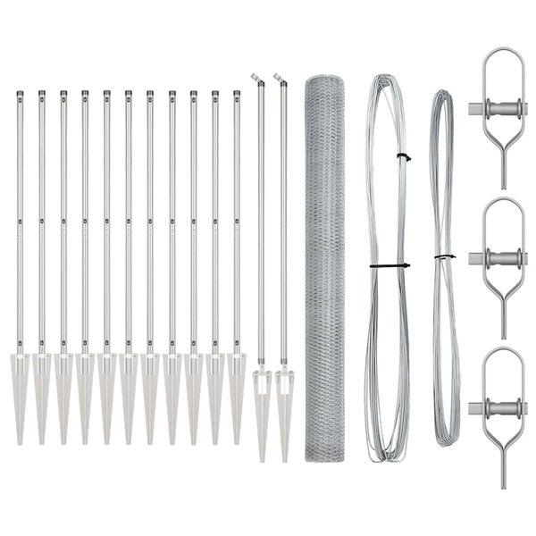 vidaXL Poste de Cerca Prateado 25 x 1,5 m (malha de 25 mm) A&ccedil;o