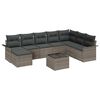 vidaXL Conjunto de Sofá de Jardim 9 pcs Preto Rattan Sintético