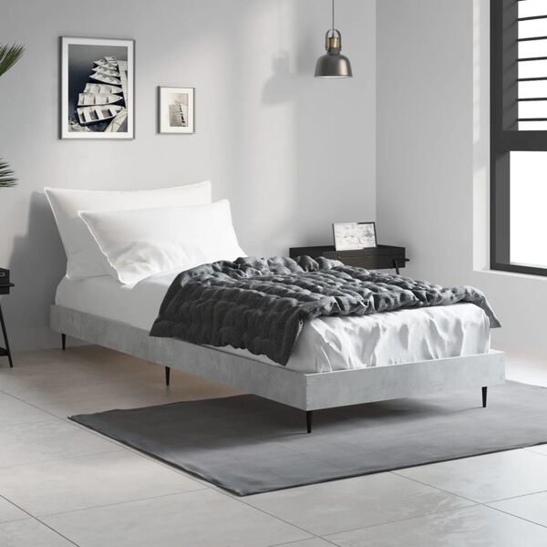 vidaXL Estrutura de cama 75x190 cm derivados de madeira cinza cimento