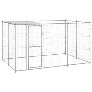 vidaXL Canil de exterior com telhado 7,26 m&sup2; a&ccedil;o galvanizado