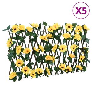 vidaXL&nbsp;Treli&ccedil;a de hera artificial extens&iacute;vel 5 pcs 180x20 cm amarelo