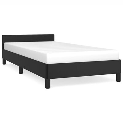 vidaXL Estrutura cama c/ cabeceira 90x200 cm couro artificial preto