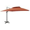 vidaXL Guarda-sol de jardim cantilever toldo duplo 300x300cm terracota