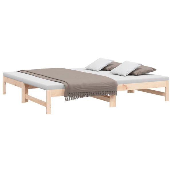 vidaXL Sof&aacute;-cama de puxar 2x(75x190) cm madeira de pinho maci&ccedil;a