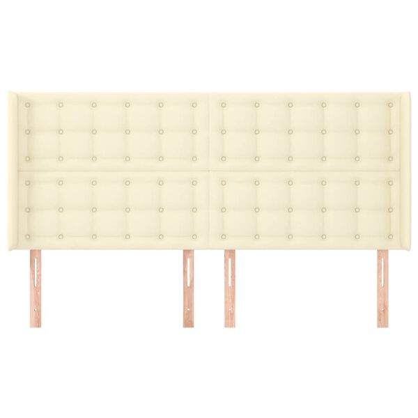 vidaXL Cabeceira cama c/ abas couro artificial 203x16x118/128 cm creme