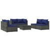 vidaXL 7 pcs conjunto lounge de jardim c/ almofad&otilde;es vime PE cinzento