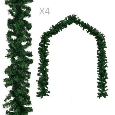 vidaXL Grinalda de Natal 4 pcs 270 cm PVC verde