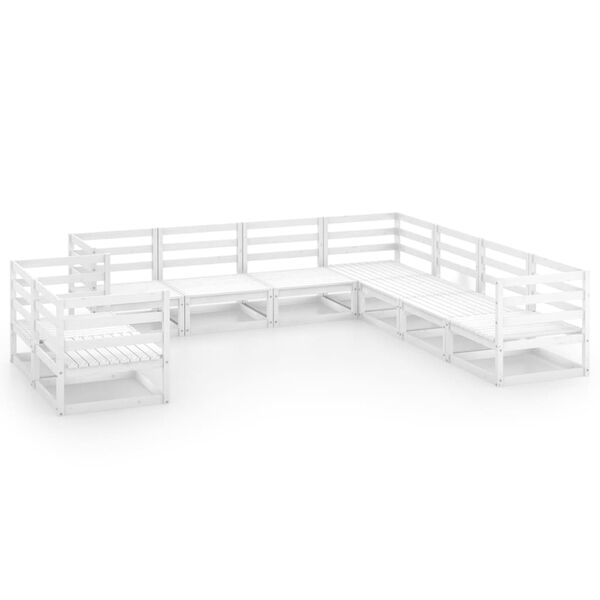 vidaXL 9 pcs conjunto lounge de jardim pinho maci&ccedil;o branco