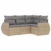 vidaXL 4 pcs conjunto de sof&aacute;s para jardim c/ almofad&otilde;es vime PE bege