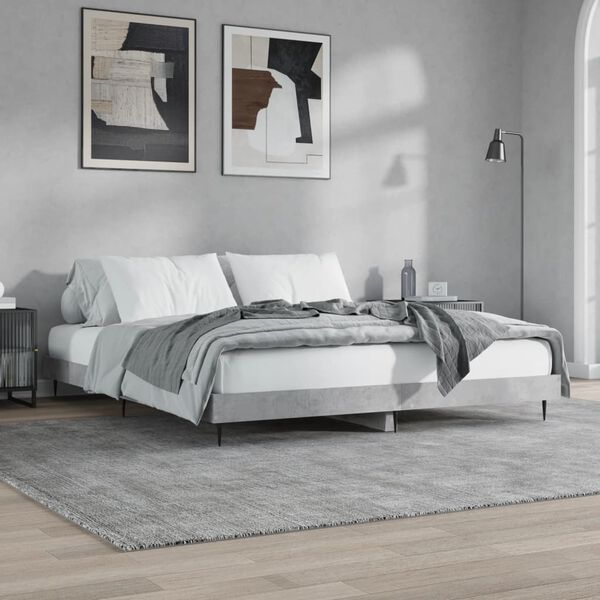 vidaXL Estrutura de cama 140x200 cm derivados de madeira cinza cimento